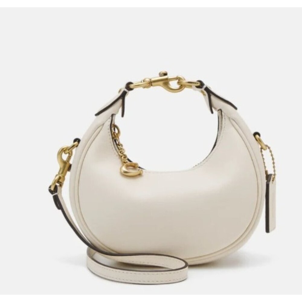 Coach Jonie Mini Crescent Bag Chalk Glovetanned Leather Crossbody Shoulder Purse - Picture 14 of 16